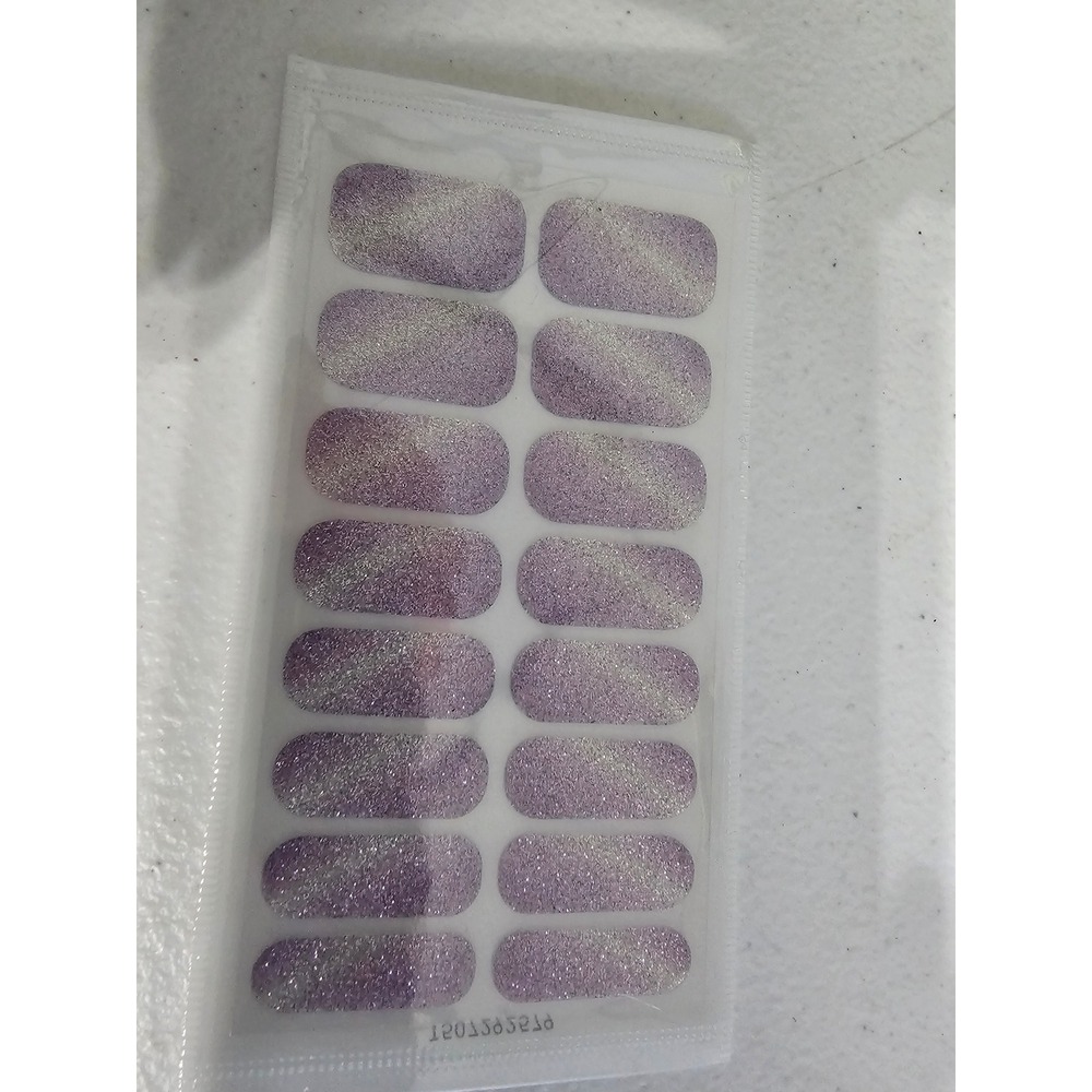 Purple Glitter Cat Eye Nail Wraps Holographic Shimmer Adhesive Nail Polish Strip